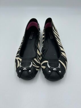 Zebra Print Ralph Lauren Black & Cream Slip-On Ballet Flats 8.5